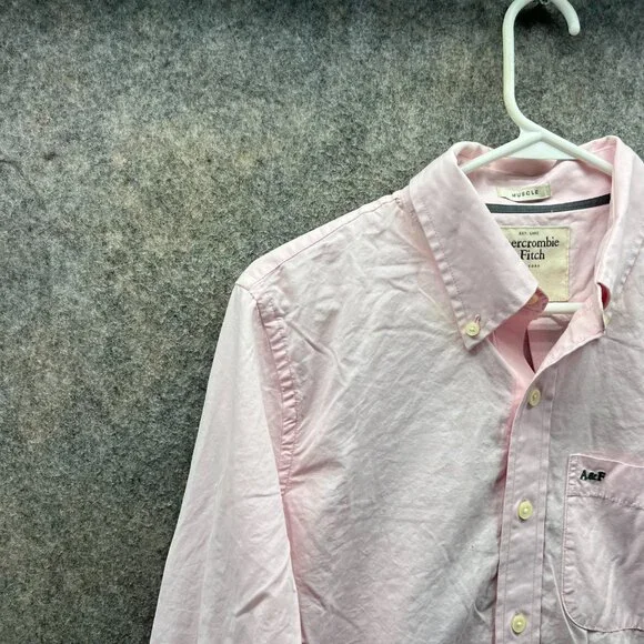 Abercrombie & Fitch Shirt Women Small Pastel Pink Casual Button Down Muscle Fit - Picture 9 of 11
